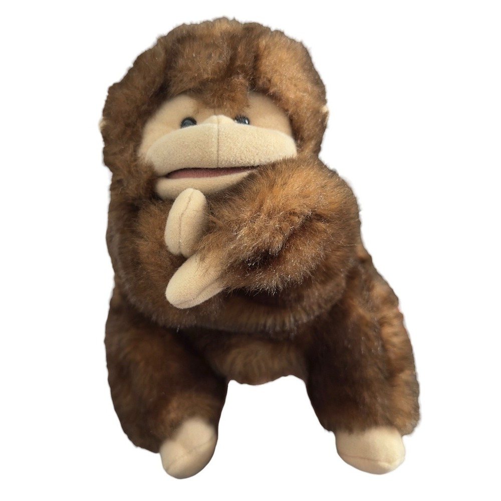 Folkmanis Monkey Full‎ Hand Puppet Long Tail Soft 11" Plush Stuffed Animal Brown